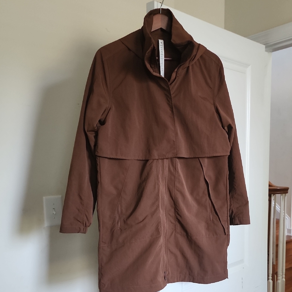Lululemon Athletica Brown Trench Coat with High Collar